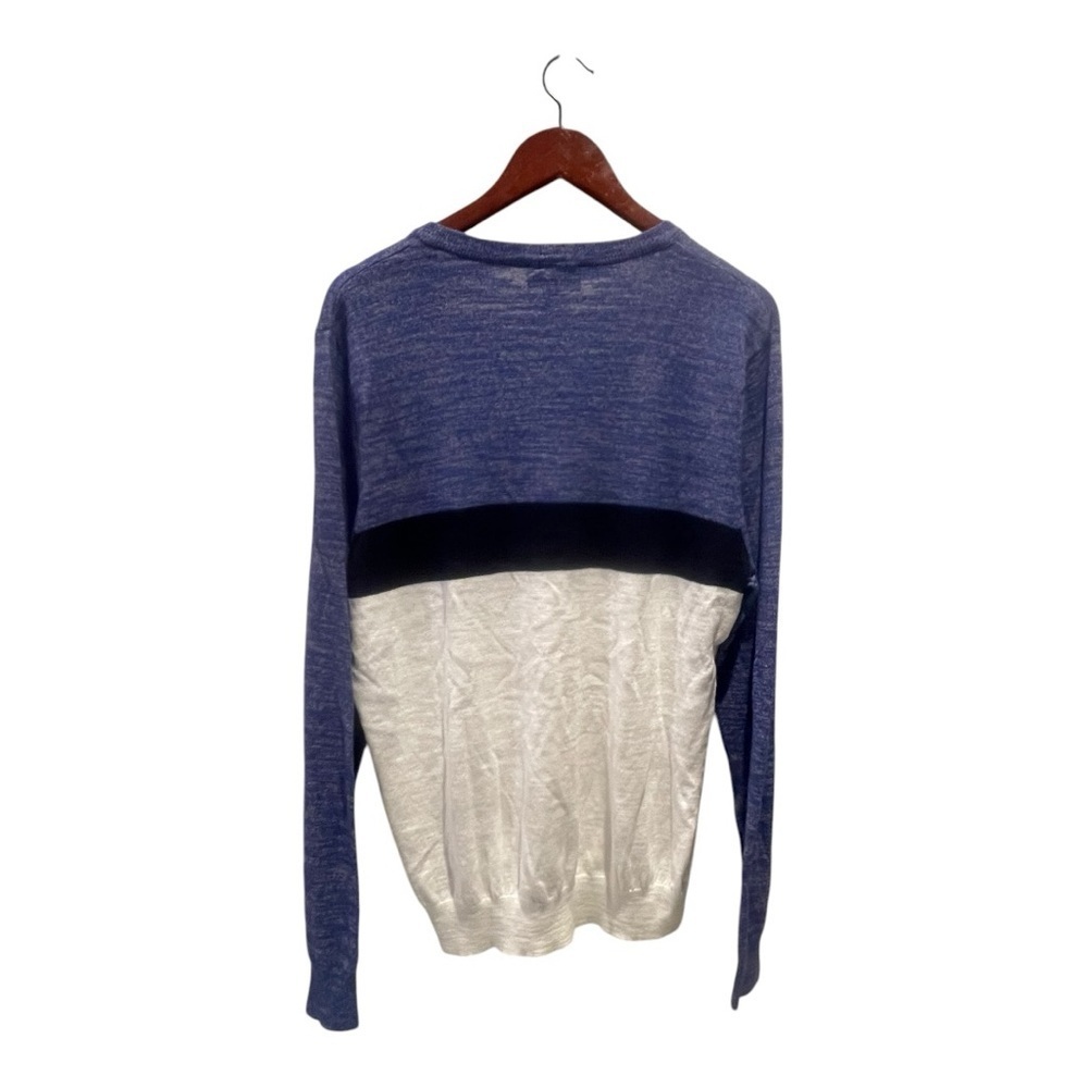 Express Blue and White V-Neck Sweater Size L - Picture 2 of 7